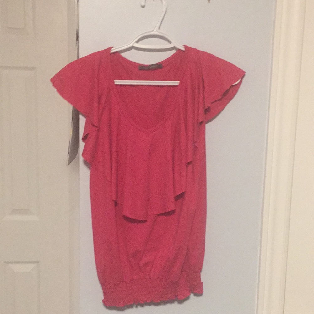 Bright pink v neck